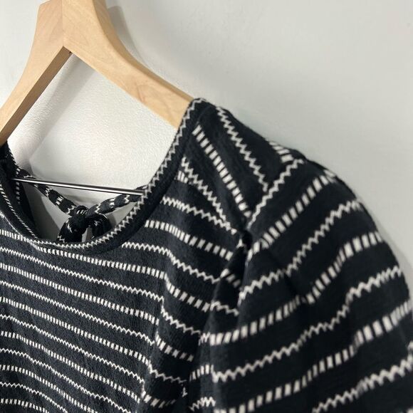 Loft Beach Black and White Puff Sleeve Tie Back Dress XXS - Picture 4 of 6